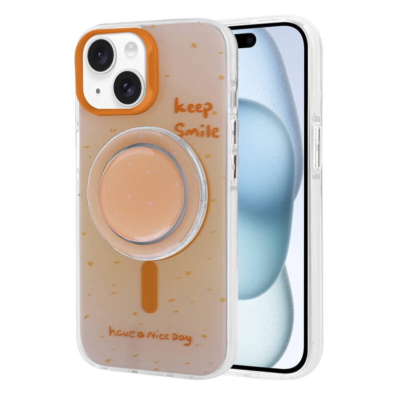 Apple iPhone 15 Case Zore Tiktok Cover with Magsafe Charging Feature and Plug-in Pop Socket - 11