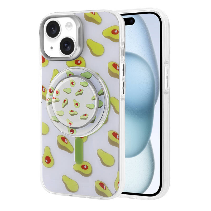 Apple iPhone 15 Case Zore Tiktok Cover with Magsafe Charging Feature and Plug-in Pop Socket - 12