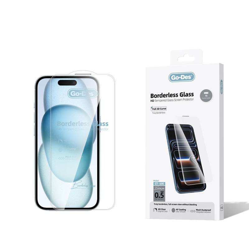 Apple iPhone 15 Go Des Borderless Tempered Glass Screen Protector - 1