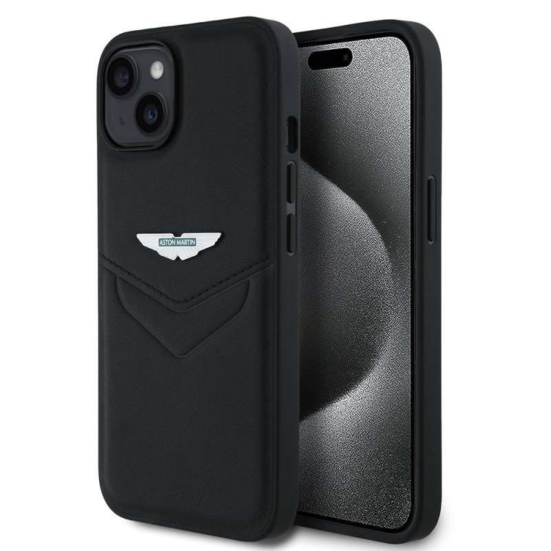 Apple iPhone 15 Kılıf Aston Martin Orjinal Lisanslı Victory Dizayn PU Deri Metal Logolu Kapak - 1