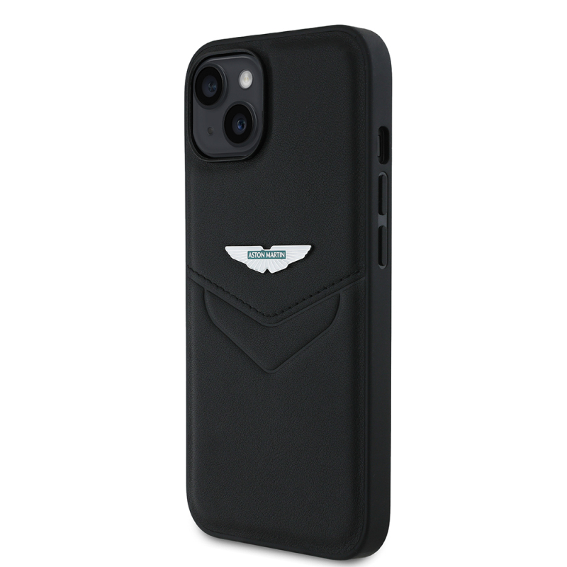Apple iPhone 15 Kılıf Aston Martin Orjinal Lisanslı Victory Dizayn PU Deri Metal Logolu Kapak - 3