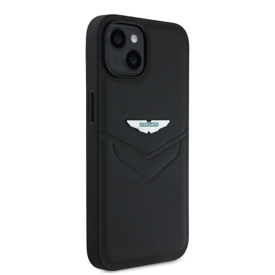 Apple iPhone 15 Kılıf Aston Martin Orjinal Lisanslı Victory Dizayn PU Deri Metal Logolu Kapak - 5