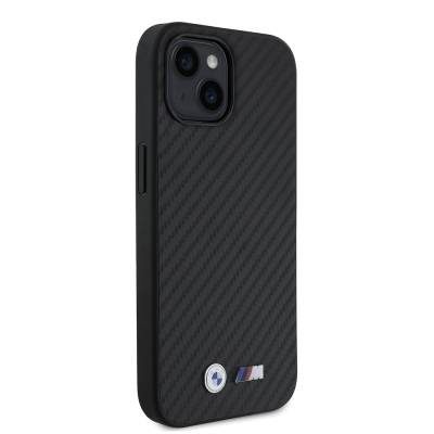 Apple iPhone 15 Kılıf BMW Orjinal Lisanslı Karbon Fiber Tasarımlı ve Metal Logolu PU Deri Kapak - 5