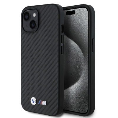 Apple iPhone 15 Kılıf BMW Orjinal Lisanslı Karbon Fiber Tasarımlı ve Metal Logolu PU Deri Kapak - 2