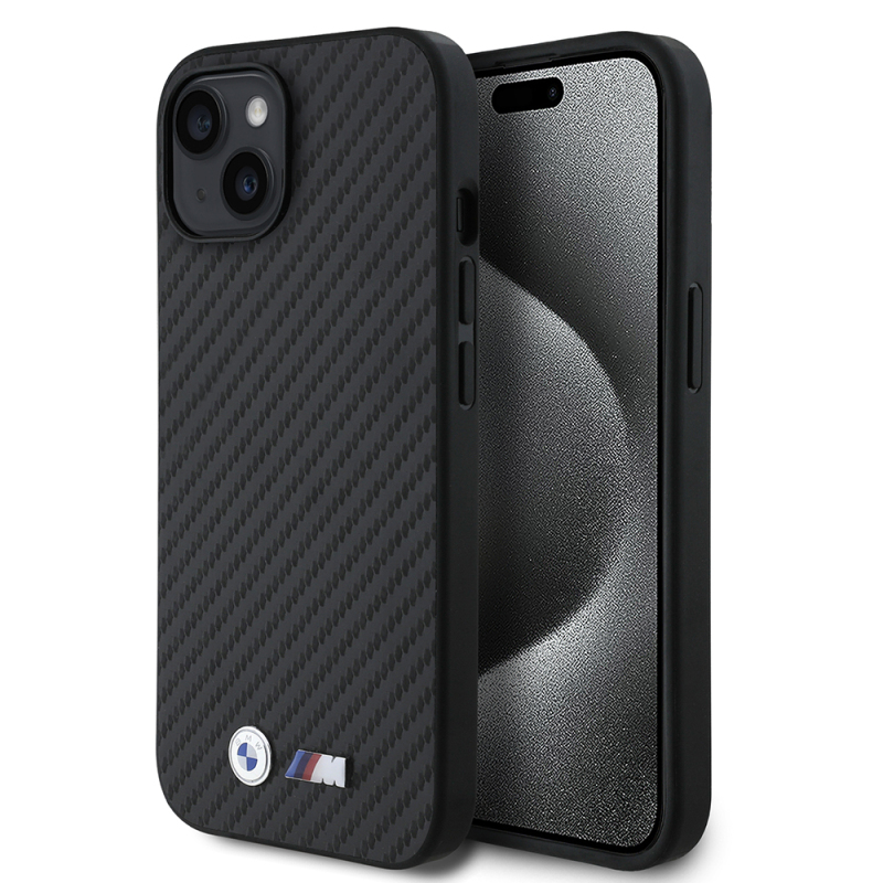 Apple iPhone 15 Kılıf BMW Orjinal Lisanslı Karbon Fiber Tasarımlı ve Metal Logolu PU Deri Kapak - 2