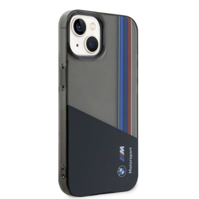Apple iPhone 15 Kılıf BMW Orjinal Lisanslı Yarı Transparan M Dizayn Çizgili Kapak - 5