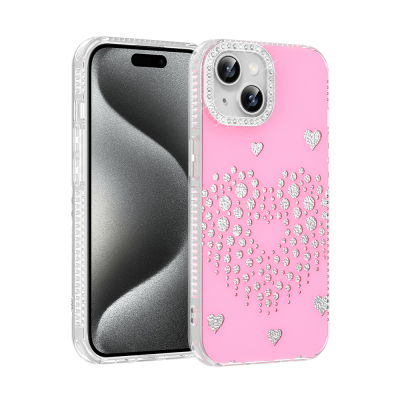 Apple iPhone 15 Kılıf Damla Taşlı Zore Rivas Sert PC Kapak - 1