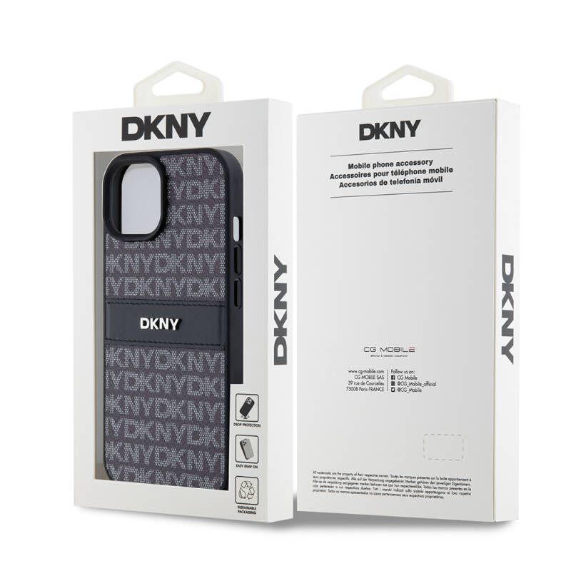 Apple iPhone 15 Kılıf DKNY Orjinal Lisanslı 3D Yazılı Repeat Texture Pattern Kapak - 9