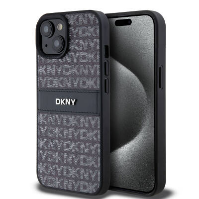 Apple iPhone 15 Kılıf DKNY Orjinal Lisanslı 3D Yazılı Repeat Texture Pattern Kapak - 8