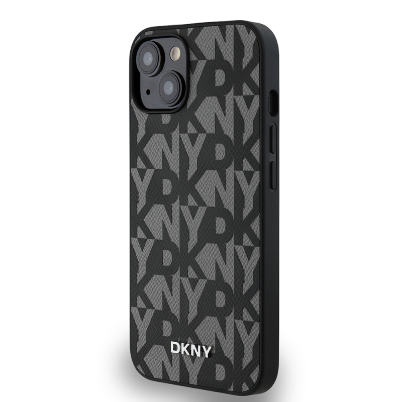 Apple iPhone 15 Kılıf DKNY Orjinal Lisanslı M-safe Şarj Özellikli 3D Yazılı Grid Pattern Kapak - 4