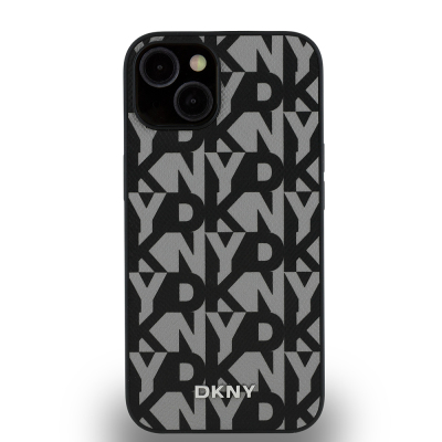 Apple iPhone 15 Kılıf DKNY Orjinal Lisanslı M-safe Şarj Özellikli 3D Yazılı Grid Pattern Kapak - 5