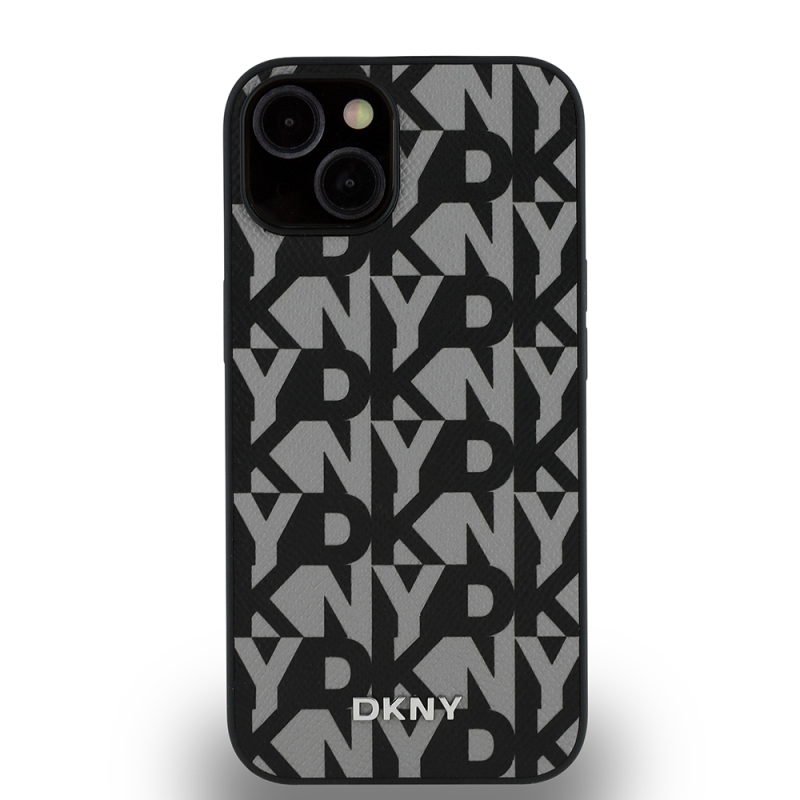 Apple iPhone 15 Kılıf DKNY Orjinal Lisanslı M-safe Şarj Özellikli 3D Yazılı Grid Pattern Kapak - 5