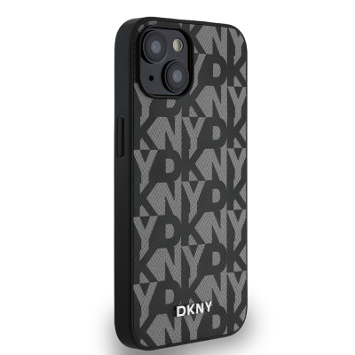 Apple iPhone 15 Kılıf DKNY Orjinal Lisanslı M-safe Şarj Özellikli 3D Yazılı Grid Pattern Kapak - 6