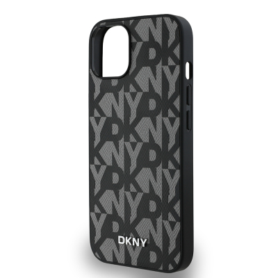 Apple iPhone 15 Kılıf DKNY Orjinal Lisanslı M-safe Şarj Özellikli 3D Yazılı Grid Pattern Kapak - 8