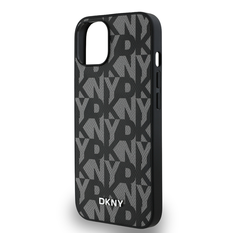 Apple iPhone 15 Kılıf DKNY Orjinal Lisanslı M-safe Şarj Özellikli 3D Yazılı Grid Pattern Kapak - 8