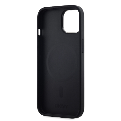 Apple iPhone 15 Kılıf DKNY Orjinal Lisanslı M-safe Şarj Özellikli 3D Yazılı Grid Pattern Kapak - 9