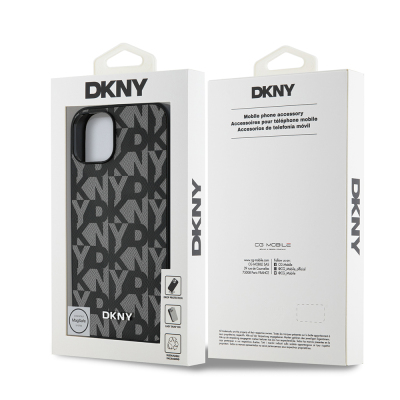 Apple iPhone 15 Kılıf DKNY Orjinal Lisanslı M-safe Şarj Özellikli 3D Yazılı Grid Pattern Kapak - 10