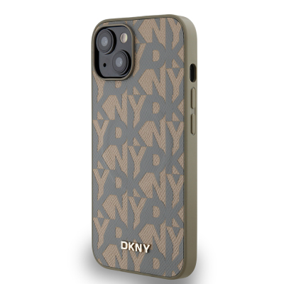 Apple iPhone 15 Kılıf DKNY Orjinal Lisanslı M-safe Şarj Özellikli 3D Yazılı Grid Pattern Kapak - 11
