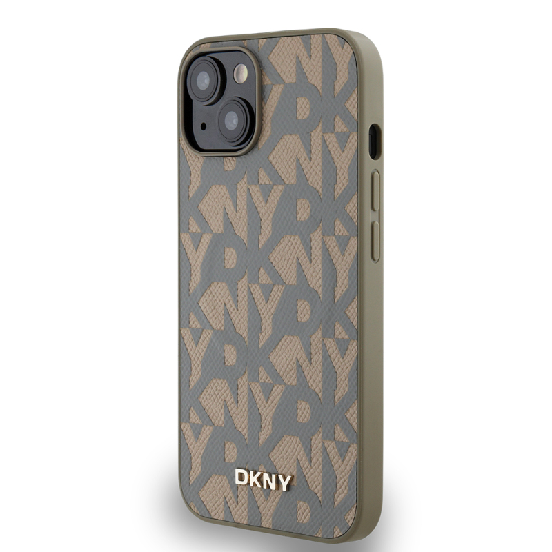 Apple iPhone 15 Kılıf DKNY Orjinal Lisanslı M-safe Şarj Özellikli 3D Yazılı Grid Pattern Kapak - 11