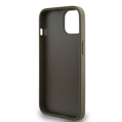 Apple iPhone 15 Kılıf DKNY Orjinal Lisanslı M-safe Şarj Özellikli 3D Yazılı Grid Pattern Kapak - 16