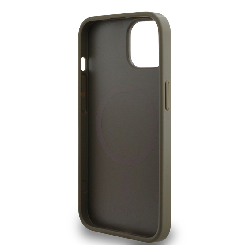 Apple iPhone 15 Kılıf DKNY Orjinal Lisanslı M-safe Şarj Özellikli 3D Yazılı Grid Pattern Kapak - 16