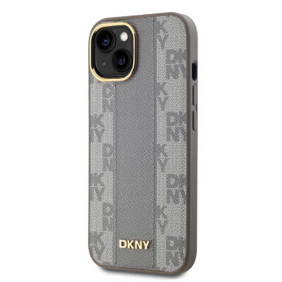 Apple iPhone 15 Kılıf DKNY Orjinal Lisanslı MagSafe Şarj Özellikli 3D Yazılı Checkered Pattern Kapak - 4