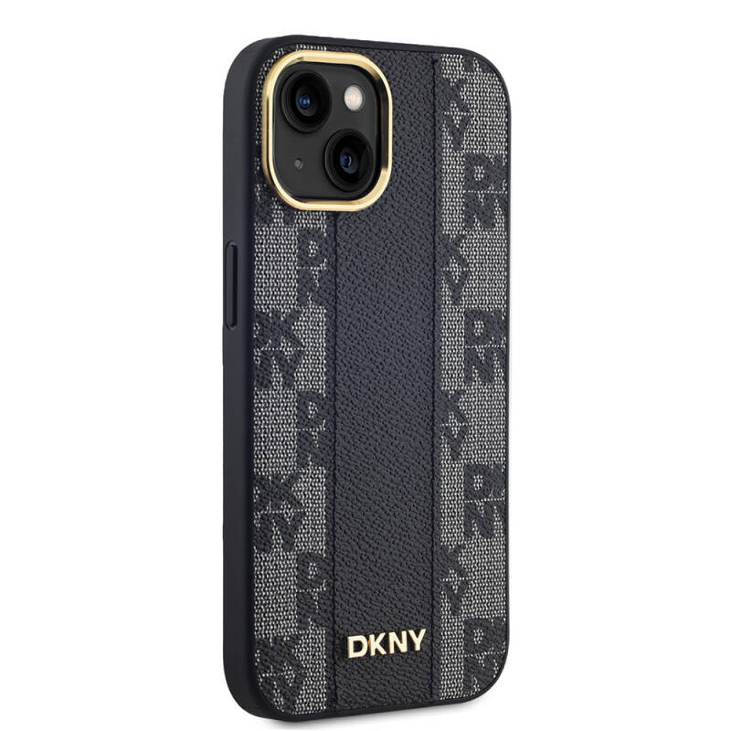 Apple iPhone 15 Kılıf DKNY Orjinal Lisanslı MagSafe Şarj Özellikli 3D Yazılı Checkered Pattern Kapak - 7