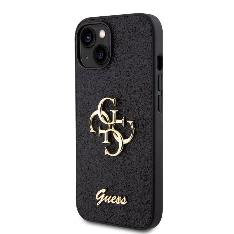 Apple iPhone 15 Kılıf Guess Orjinal Lisanslı 4G Büyük Metal Logolu Glitter Kapak - 2