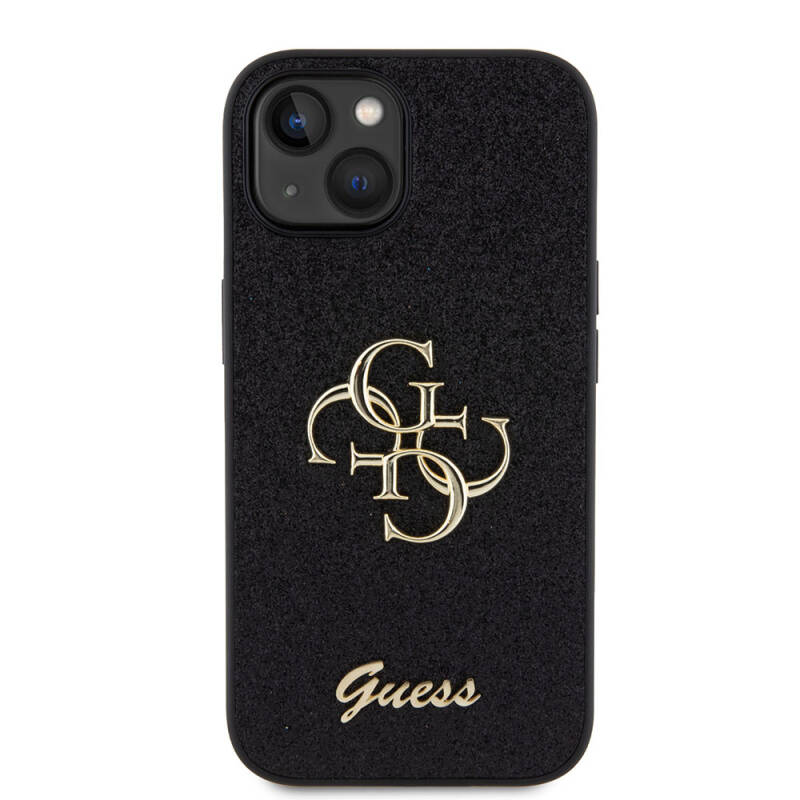 Apple iPhone 15 Kılıf Guess Orjinal Lisanslı 4G Büyük Metal Logolu Glitter Kapak - 3