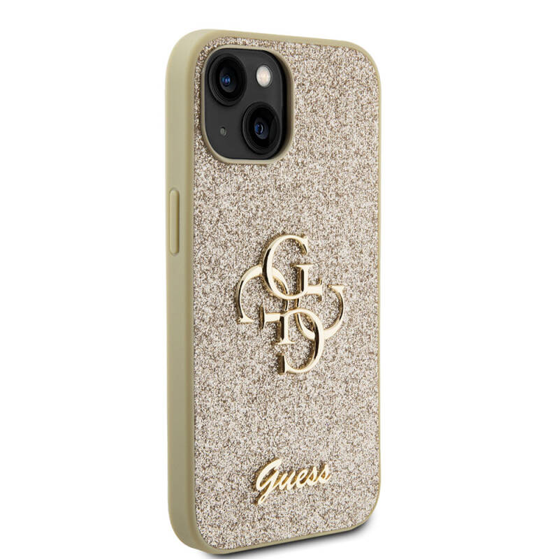 Apple iPhone 15 Kılıf Guess Orjinal Lisanslı 4G Büyük Metal Logolu Glitter Kapak - 16