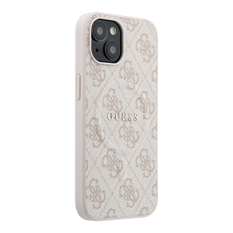 Apple iPhone 15 Kılıf Guess Orjinal Lisanslı M-safe Kabartmalı 4G Desenli Yazı Logolu Kapak - 5