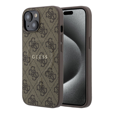 Apple iPhone 15 Kılıf Guess Orjinal Lisanslı M-safe Kabartmalı 4G Desenli Yazı Logolu Kapak - 2