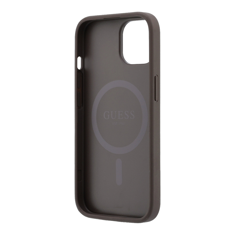 Apple iPhone 15 Kılıf Guess Orjinal Lisanslı M-safe Kabartmalı 4G Desenli Yazı Logolu Kapak - 14