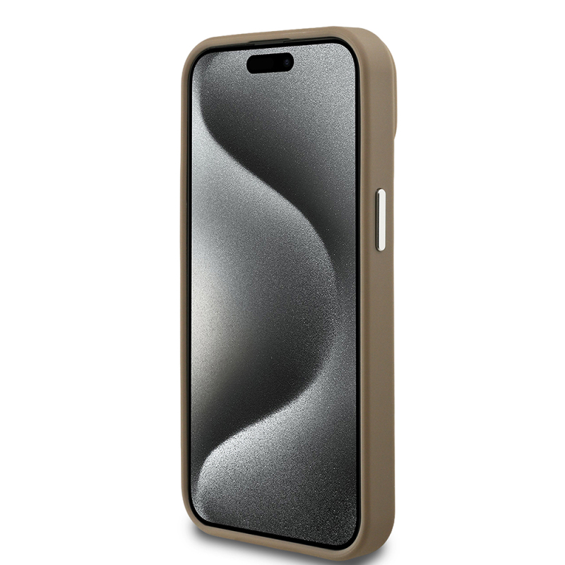 Apple iPhone 15 Kılıf Guess Orjinal Lisanslı M-safe Şarj Özellikli Grained Triangle Kapak - 6