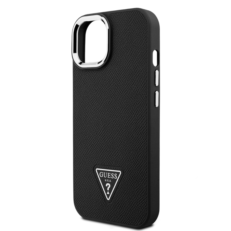 Apple iPhone 15 Kılıf Guess Orjinal Lisanslı M-safe Şarj Özellikli Grained Triangle Kapak - 14