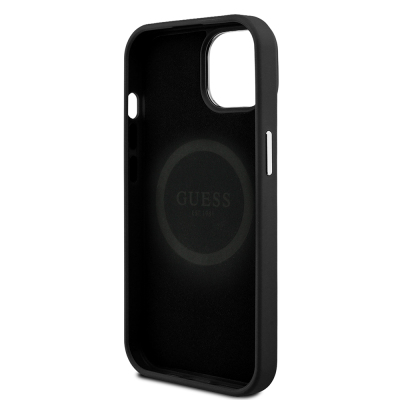 Apple iPhone 15 Kılıf Guess Orjinal Lisanslı M-safe Şarj Özellikli Grained Triangle Kapak - 15