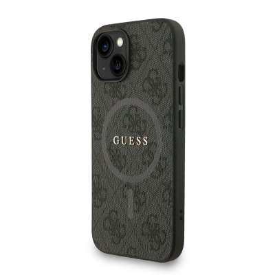 Apple iPhone 15 Kılıf Guess Orjinal Lisanslı M-safe Şarj Özellikli PU Deri Bilek Askı İpli Yazı Logolu Kapak - 4