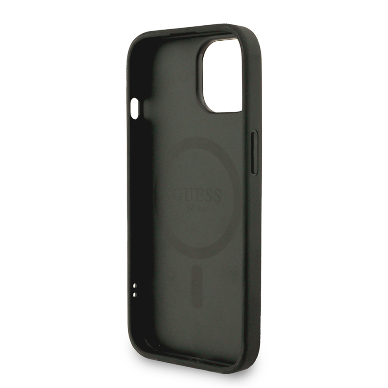 Apple iPhone 15 Kılıf Guess Orjinal Lisanslı M-safe Şarj Özellikli PU Deri Bilek Askı İpli Yazı Logolu Kapak - 8