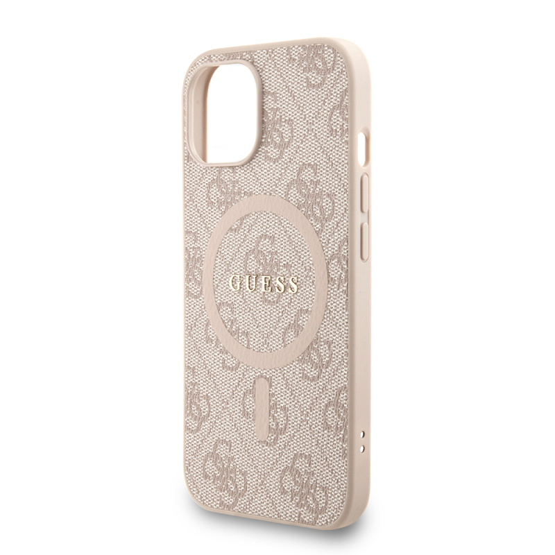Apple iPhone 15 Kılıf Guess Orjinal Lisanslı M-safe Şarj Özellikli PU Deri Bilek Askı İpli Yazı Logolu Kapak - 23
