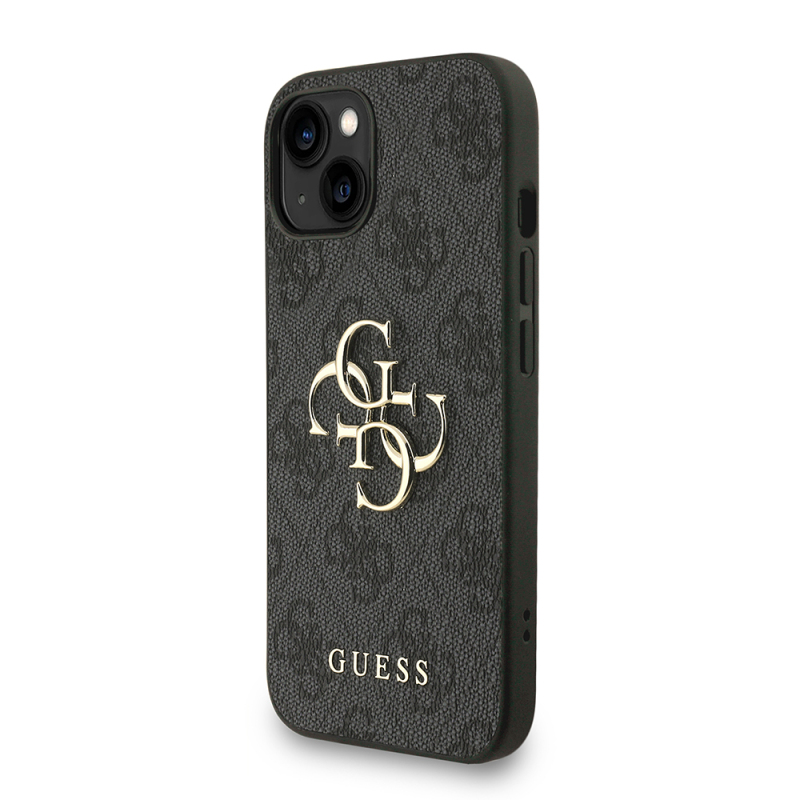 Apple iPhone 15 Kılıf Guess Orjinal Lisanslı PU Deri Bilek Askı İpli Metal Büyük 4G ve Yazı Logolu Kapak - 6