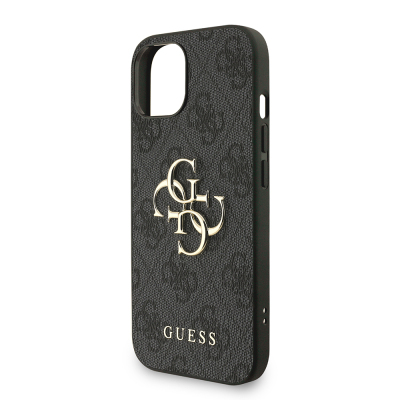 Apple iPhone 15 Kılıf Guess Orjinal Lisanslı PU Deri Bilek Askı İpli Metal Büyük 4G ve Yazı Logolu Kapak - 9