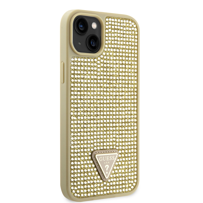 Apple iPhone 15 Kılıf Guess Orjinal Lisanslı Taşlı Arka Yüzey Üçgen Logolu Kapak - 22