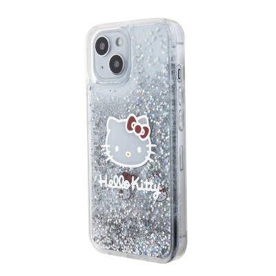Apple iPhone 15 Kılıf Hello Kitty Orjinal Lisanslı İkonik Sıvılı Glitter Kapak - 2