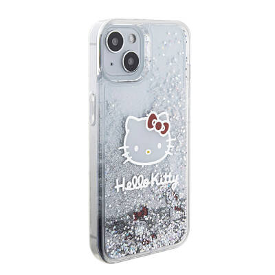 Apple iPhone 15 Kılıf Hello Kitty Orjinal Lisanslı İkonik Sıvılı Glitter Kapak - 4