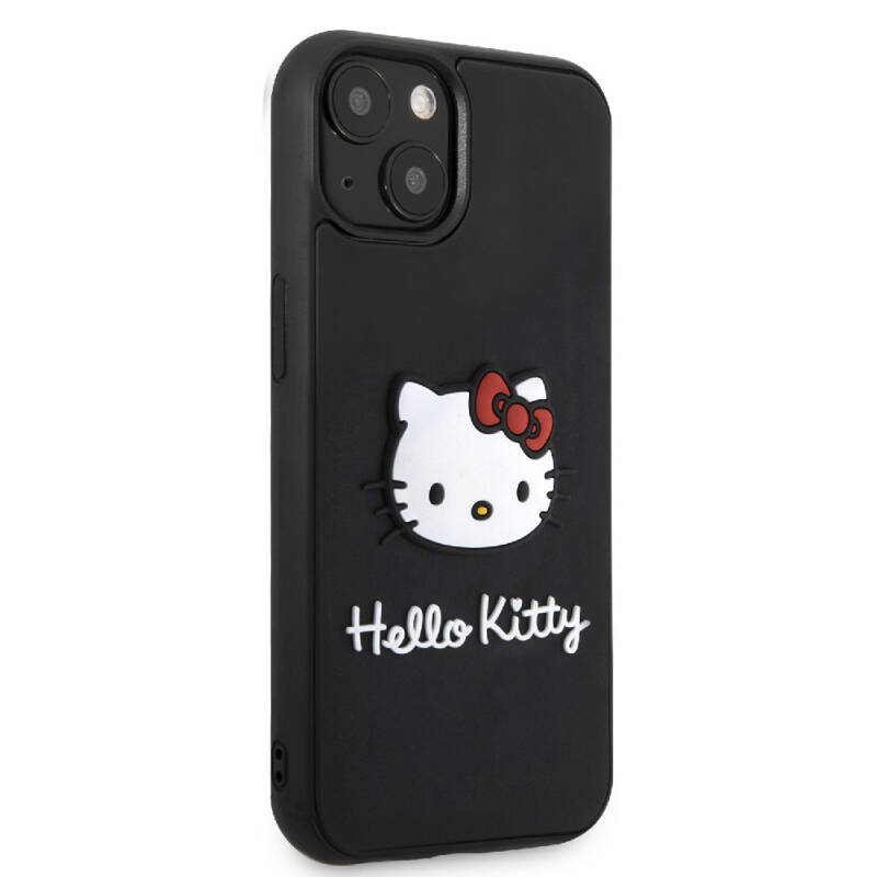Apple iPhone 15 Kılıf Hello Kitty Orjinal Lisanslı Yazı ve İkonik Logolu 3D Rubber Kitty Head Kapak - 4