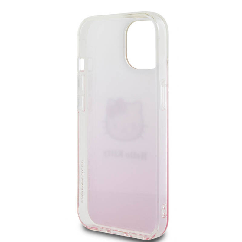 Apple iPhone 15 Kılıf Hello Kitty Orjinal Lisanslı Yazı ve İkonik Logolu Elektroplating Kaplama Gradyan Kapak - 7
