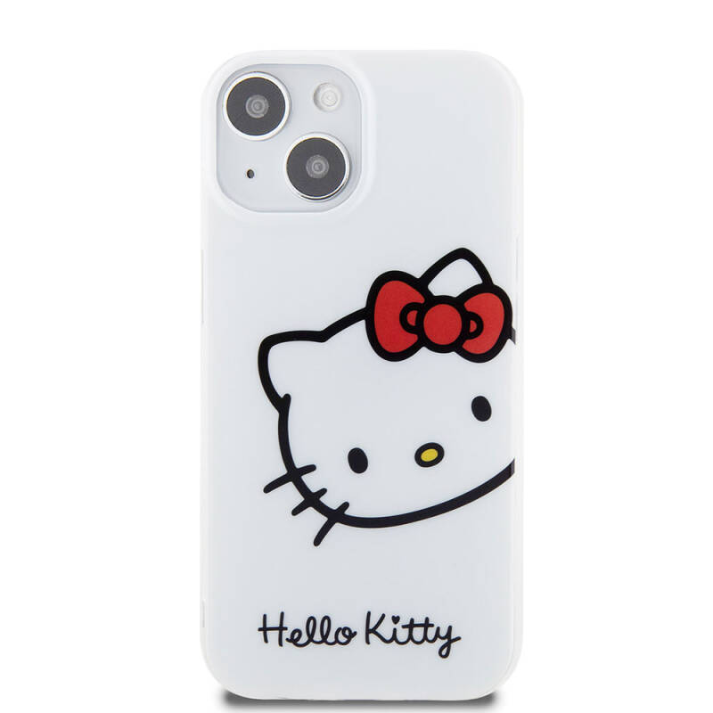Apple iPhone 15 Kılıf Hello Kitty Orjinal Lisanslı Yazı ve İkonik Logolu Kitty Head Kapak - 4