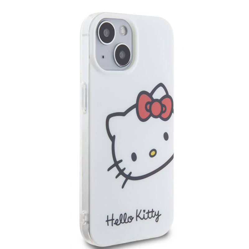 Apple iPhone 15 Kılıf Hello Kitty Orjinal Lisanslı Yazı ve İkonik Logolu Kitty Head Kapak - 5
