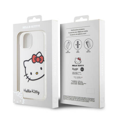 Apple iPhone 15 Kılıf Hello Kitty Orjinal Lisanslı Yazı ve İkonik Logolu Kitty Head Kapak - 9