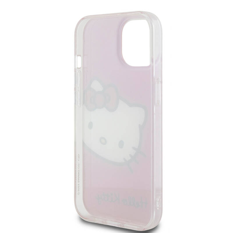 Apple iPhone 15 Kılıf Hello Kitty Orjinal Lisanslı Yazı ve İkonik Logolu Kitty Head Kapak - 16